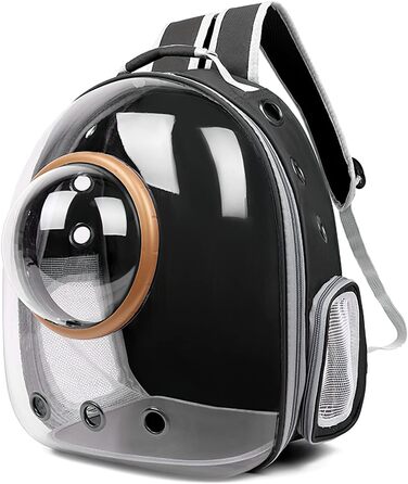Рюкзак для кота/собаки Galatée, переноска для домашнього улюбленця, водонепроникний, прозорий, чорний, 35*45*28 см