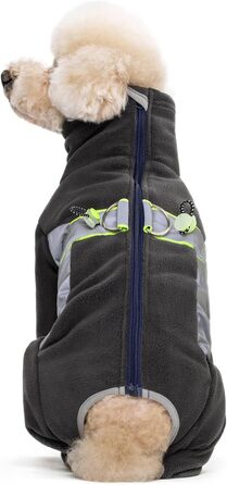 Флісовий теплий зимовий костюм для собак BT Bär з кільцем D, світловідбиваючими елементами та блискавкою (S, Темний сірий)