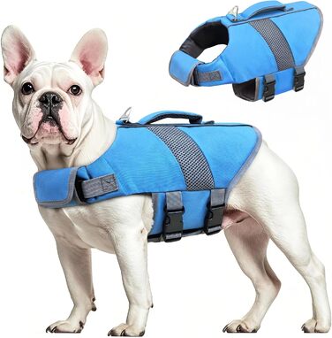 Рятувальний жилет для собак Oslueidy, висока плавучість, відбиваючий елемент, блакитний, розмір M