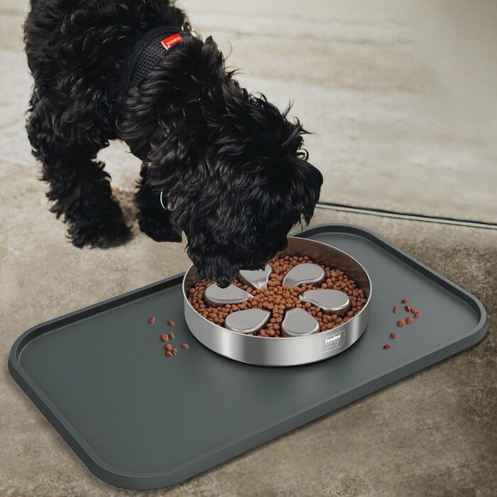 Підкладка під миски для котів та собак, силіконова, з високим бортиком, вологостійка, сіра