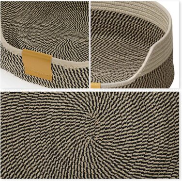 Квіткове ліжко для кота, 50 см, плетений кошик-гніздечко, дихаюче ліжко для тварин, міцне, стійке до подряпин, сірий, чорно-хакі (M)