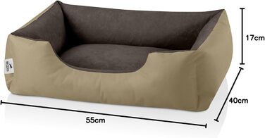 Ліжко для собак BedDog LUPI, м'яке лежання для собак знімний, зручний кошик/софа для маленьких собак, S, бежево-коричневий NAMIBSAND, 50 x 35 x 17 см
