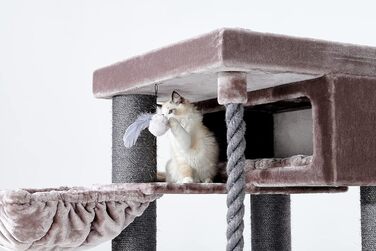 Дряпка для великих котів Petrebels Turnpike XXL 200 см, стовпи Ø15 см, для мейн-кунів, 76x76x200 см, колір капучино