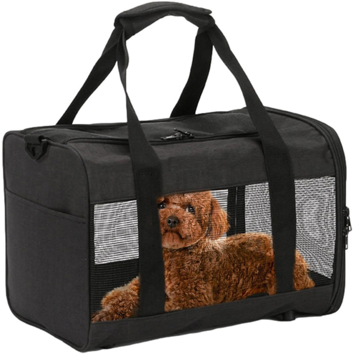Транспортна переноска для тварин, складана сумка-переноска для котів та собак, чорна