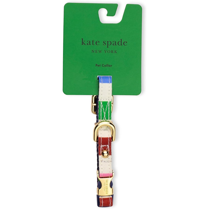 Оригінальний нашийник для собак Kate Spade Adventure Stripe, регульований, з золотистою металевою пряжкою, для маленьких собак, унісекс