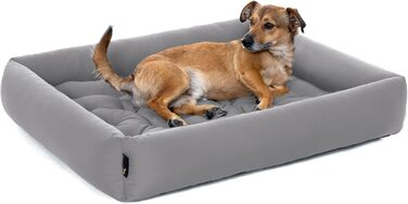 Ортопедичне ліжко для собак середніх порід - Pointer, знімний матрац, миється до 95°C, стійке до подряпин та укусів, Made in Germany (L - 80x70 см, світло-сірий)