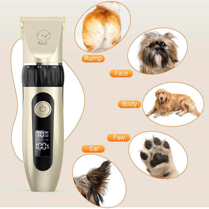 Професійний триммер для собак та котів YAZ EKY Leise - електрична машинка для стрижки з 4 насадками, для густого, кучерявого та довгого волосся