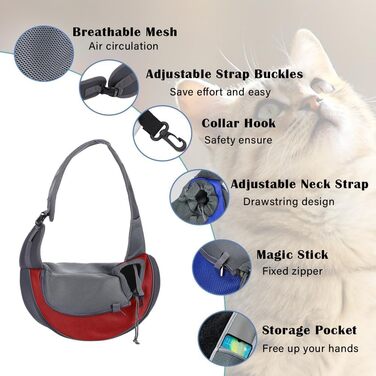 Сумка-переноска для собак та котів XGOPTS, до 5 кг, червона. Зручна, дихаюча переноска для прогулянок на вулиці