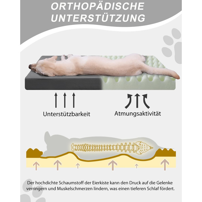 Ортопедичне ліжко для собак 58x43 см, знімний чохол з екошкіри, подушка для собак, матрац для собак, комфортне та прохолодне для внутрішнього та зовнішнього використання, сірого кольору (L58xB43xH7 см)