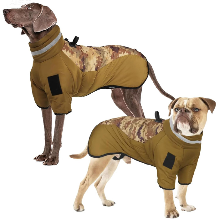 Відбиваюча куртка для собак великих порід, зимова водонепроникна тепла куртка-манта для собак, жилет для собак з двома ніжками для спорту, лижного костюма, одягу для собак з кільцем D для активного відпочинку, спорту та полювання, 6XL, камуфляж