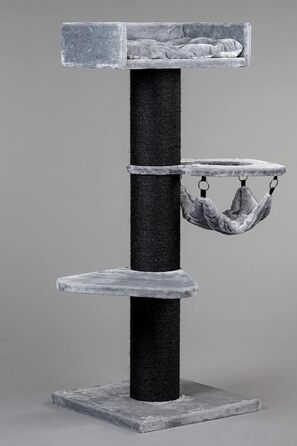 Дерев'яний кігтеточка RHRQuality для великих котів Royalty Blackline Crown, світло-сірий, з товстими 20 см стовпами з сизалю