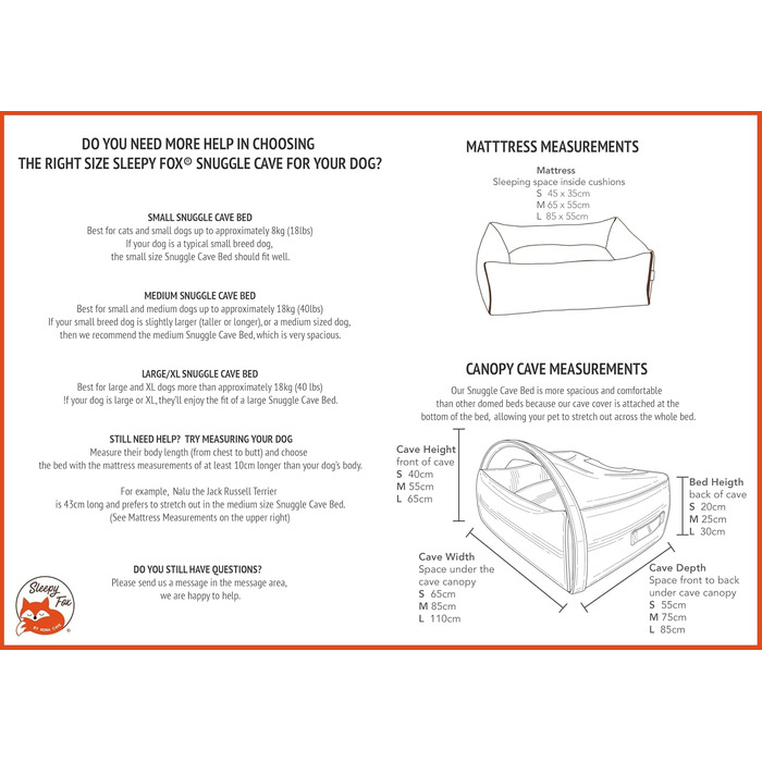 Sleepy Fox® Преміум ліжко-печера для собак та котів - нагороджений, запатентований дизайн (Сірий, стеганий, розмір Medium: 85x75x55 см)