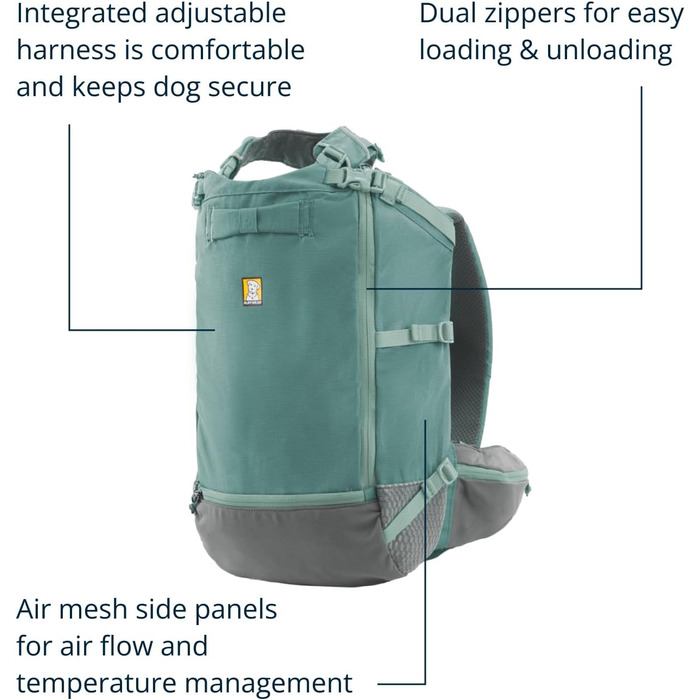 Рюкзак-переноска для собак Ruffwear Hitch Hiker, XS, River Rock Green