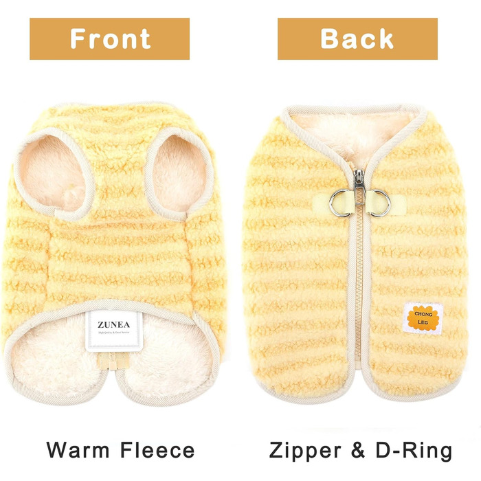 Теплий пуховик для собак Zunea, для чихуахуа та йоркширських тер'єрів, XS/S, зелений/жовтий, з D-поточкою, теплий флісовий костюм для маленьких собак