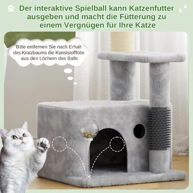 Кігтеточка Kratzbaum 90 см: кігтешкребок, будиночок та іграшки для котів (сірий)