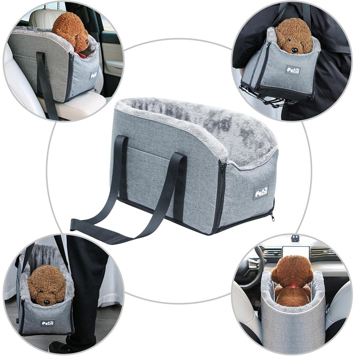 Автокрісло для собак Mittelkonsole, безпечний крісло-підвищення для тварин, миється, з ременями, для маленьких собак та котів