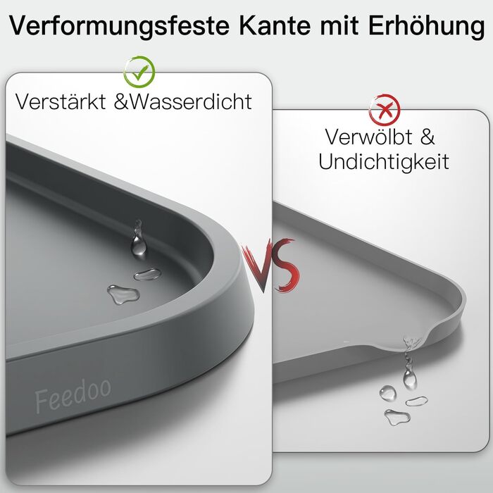 Підкладка під миски для котів та собак, силіконова, з високим бортиком, вологостійка, сіра