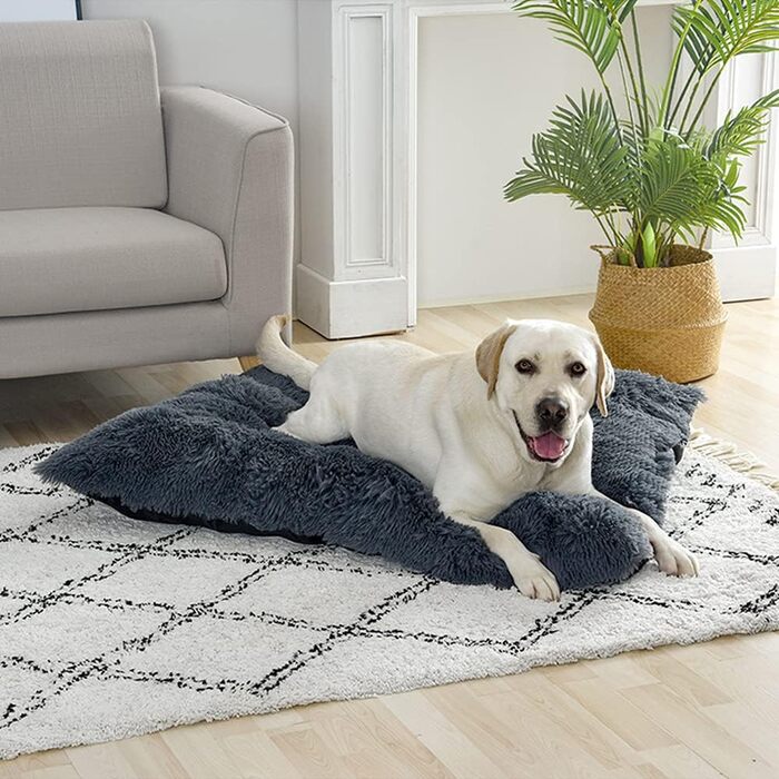 М'яке ліжко для собак у вигляді квадрата, середнього розміру, сірого кольору (122x83 см) - ліжко-софа для собак та котів, миється