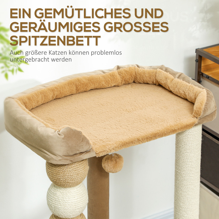 PawHut Cat Tree 86 см Cat Tree з платформою для стрибків, ліжко, ігровий м'яч, кігтеточка для кішок з джутовими кігтеточками, для кішок до 7 кг, кава | Аосом