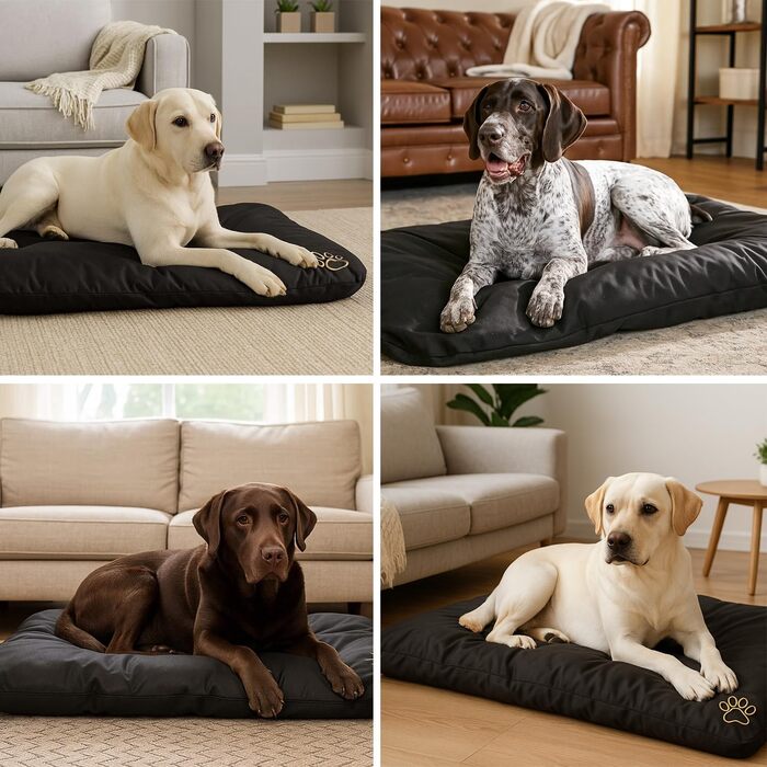 Килимок для собак, лежанка для собак - великий, середній, маленький, водонепроникний, м'який, для дому та на вулицю, 90x60x8 см (чорний)