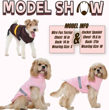 Тепла флісова жилетка для собак 5-в-1 з отвором для повідка, для середніх собак (Cocker, Spaniel), коричнева