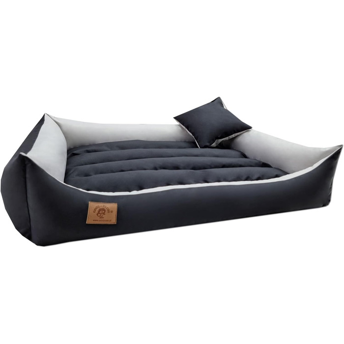 Килимок для собак XXL, лежанка для собак, диванчик для собак з двостороннім килимком (розмір та колір на вибір), 120x90 см, чорно-сірий