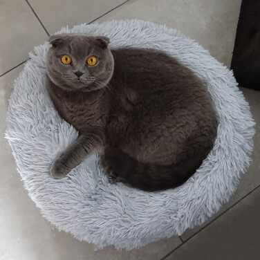 Кругле ліжко для собак Springos | З штучним хутром | Антиковзаюча підставка | 110 см, Сірий