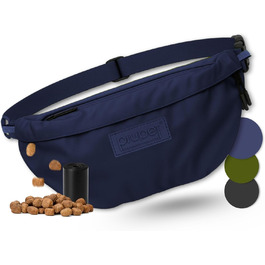 PiuPet® Сумка для ласощів для собак | Стильна та водонепроникна сумка для прогулянок з 3 відділеннями на блискавці | 2-в-1 сумка на живіт та через плече для дресирування собак | Знімний внутрішній кишеньковий органайзер (Блакитна)