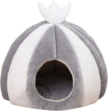 Котів будиночок-лежанка з велюру, теплий зимовий, 50x50 см, сірий. Підходить для котів та собак