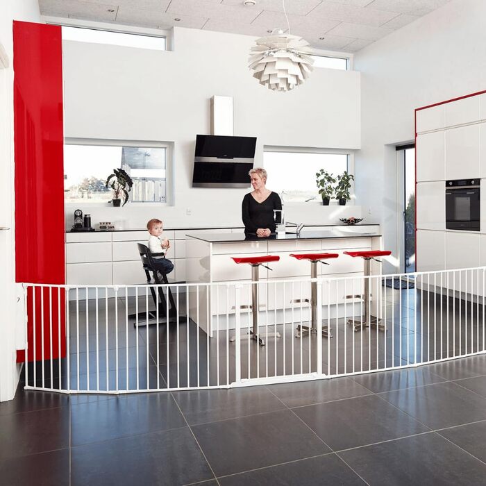 BabyDan Flex XXL, захисне ворота для каміну та сходів, 90-350 см, чорний колір, виробництво Данія