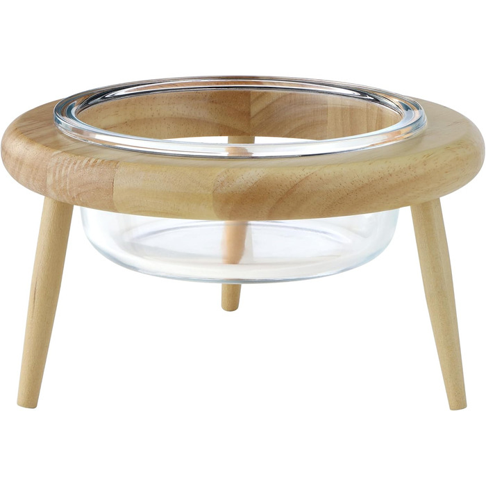 Підвищена годівниця для котів Navaris - годівниця для котів на підставці, 600 мл, скло та дерево