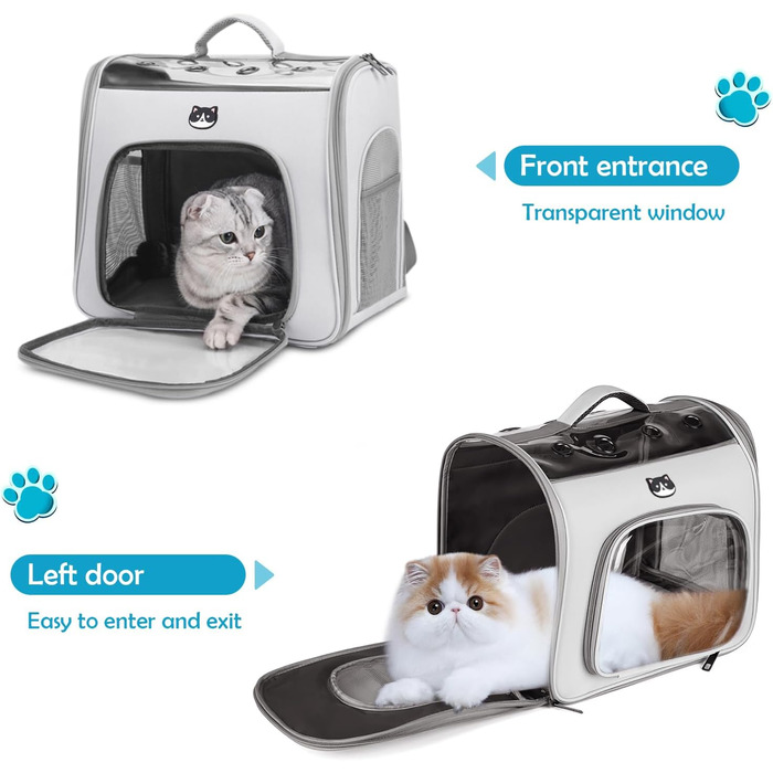 Рюкзак для котів і собак ALLSOPETS складаний з переднім входом і дихаючою сіткою, для подорожей, прогулянок, сірий