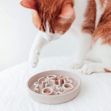 District 70 Повільний годівник для котів з бамбука, діаметр 13,5 см, сірий