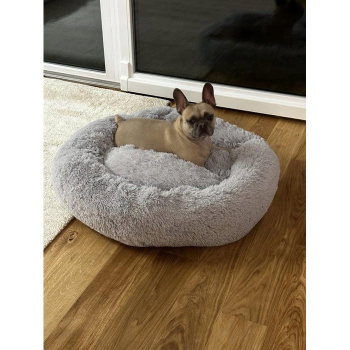 Плюшева лежанка-подушка для собак, сіра, 80 x 80 см