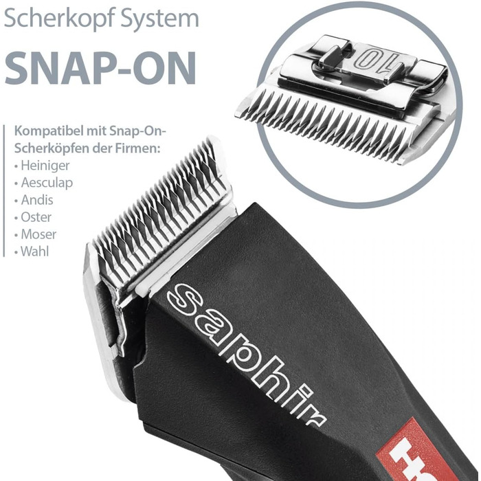 Набір для стрижки собак EHASO HEINIGER Profi Saphir: акумуляторна машинка, насадки, миска (чорний)