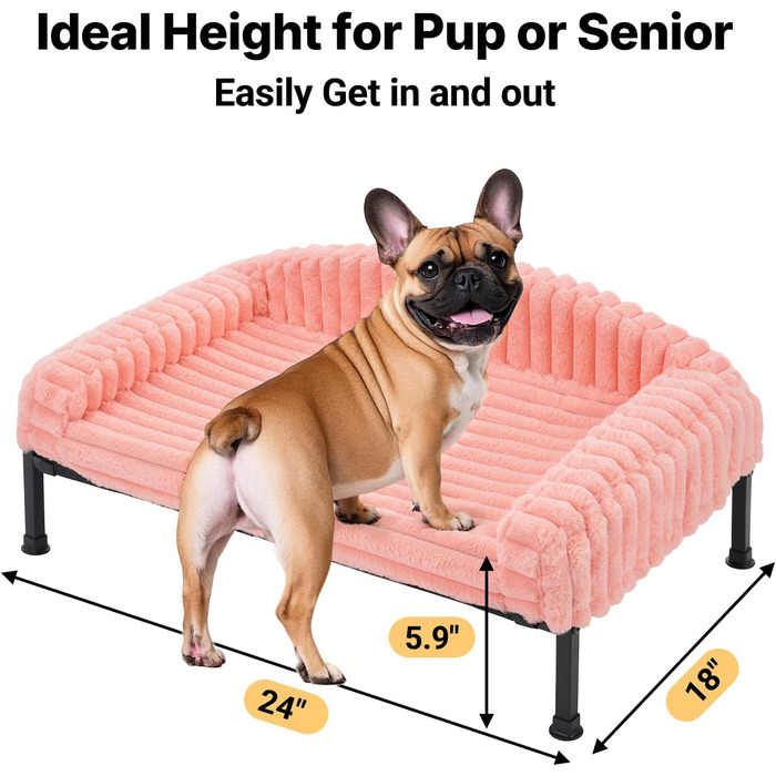 Ліжко для собак Veehoo, софа для маленьких собак, пухнасте, з ортопедичним матрацом, 60x45x10 см, білий слонова кістка