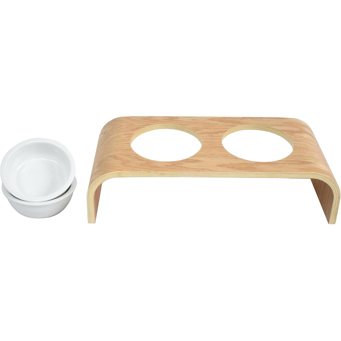 Набір мисок для котів та маленьких собак Neustein: 4 миски (2+2), 250 мл, кераміка, бамбук