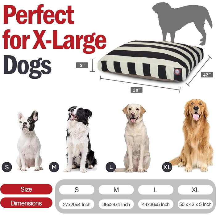 Ліжко для собак Majestic Pet, прямокутне, мале, знімний і праний чохол, антиковзке, зручне, для клітки та будинку, 68 см