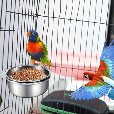 Набори годівниць для тварин Hniuyun: нержавіюча сталь, підвісні миски для собак, котів, птахів, кроликів, морських свинок (2 шт.)