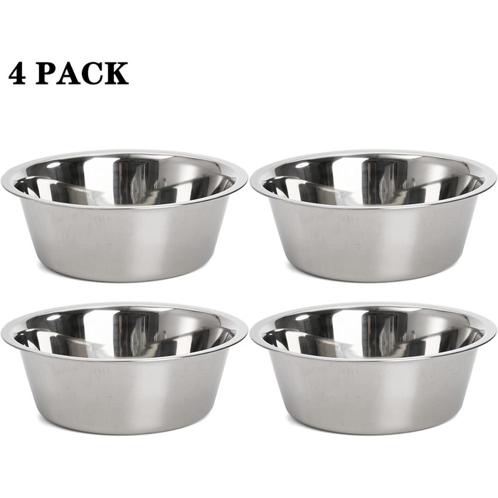 Набори мисок для собак та котів DEAYOU з нержавіючої сталі (4 шт.), 21 см, 1.3 л