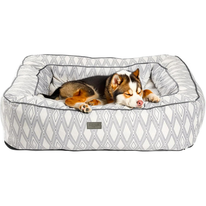 Зручне собаче ліжко bo&flash Boise 'Roy' - диван для собак маленьких та великих порід, з дизайном, що можна прати, з антиковзким покриттям, для захисту суглобів (M, Ruby)