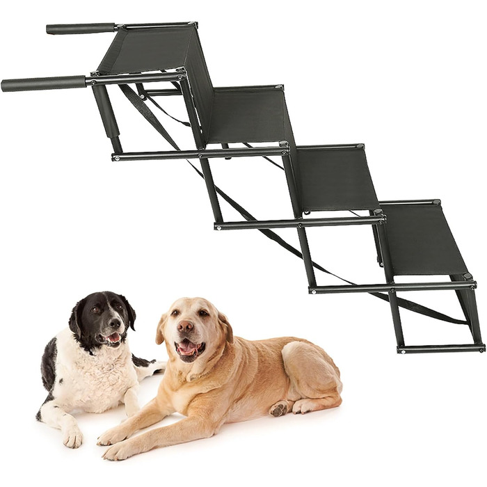 Рампа для собак Homewell - складана, до 70 кг, регульована, для малих, середніх та великих собак, легка у зберіганні (чорна)