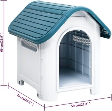 Будка для собаки vidaXL, синя, 59x75x66 см, поліпропілен