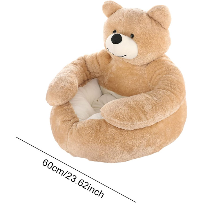 М'яке ліжко для котів та собак, плюшеве, кругле, знімний чохол, 60 см (Хакі)