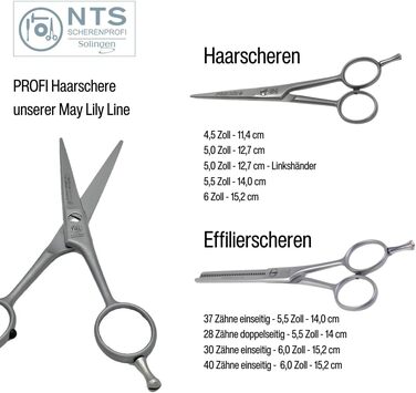 Професійна перукарська ножиці May Lily Line, 5.5'' (14 см), ручна робота, мікрозубчасті, Solingen