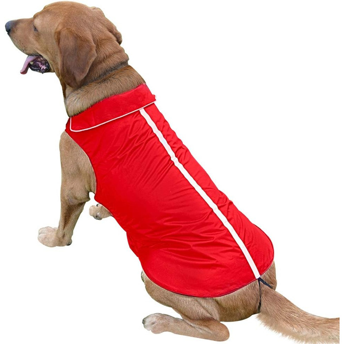 PETCEE Тепла куртка для собак, 5XL, для великих собак, з флісовою підкладкою, червона