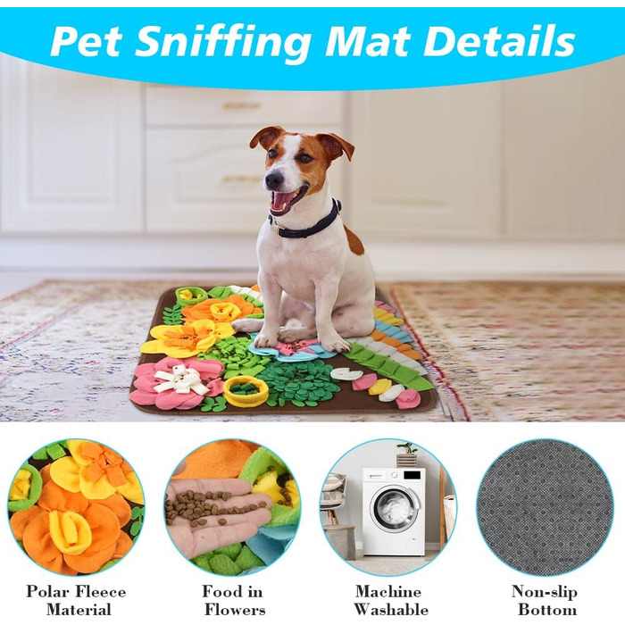 Килимок-нюхалка для собак Schnüffelteppich, інтерактивна іграшка-нюхалка для собак, килимок для дресирування цуценят, 50x50 см, коричневий