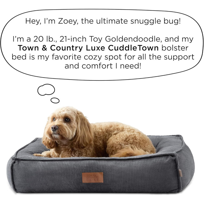 Крізьовий лежак для домашніх тварин Town & Country Luxe CuddleTown, розмір M, 68x57x17 см, кремовий, знімний чохол, протиковзке дно