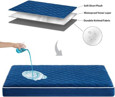 Ортопедичне собаче ліжко WNPETHOME XL, велике, вологостійке, знімний, пральний чохол, протиковзна підкладка, блакитне, 104 x 69 x 10 см