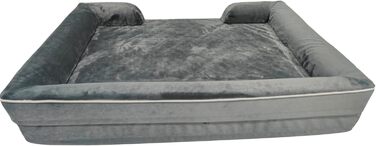 Ортопедичне ліжко для собак великих порід, вологостійке, з Memory Foam, знімний чохол, антиковзаюча підставка (XL, сірий) 89 x 64 x 17 см